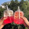 Curling Eiswürfelform mit Ein-Knopf-Entriegelung Flexible Eiswürfelform Tragbare Auslaufsichere Wasserflasche für Fitnessstudio, Reisen, Outdoor