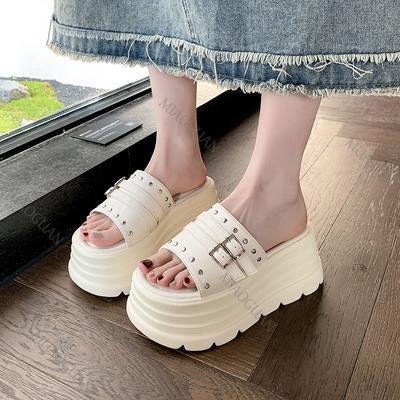 Fashion Thick Bottom Heightening Sandals Slippers Summer Outside 8cm High Heels Female Slipper Fashion Versatile Platform Beach Slides