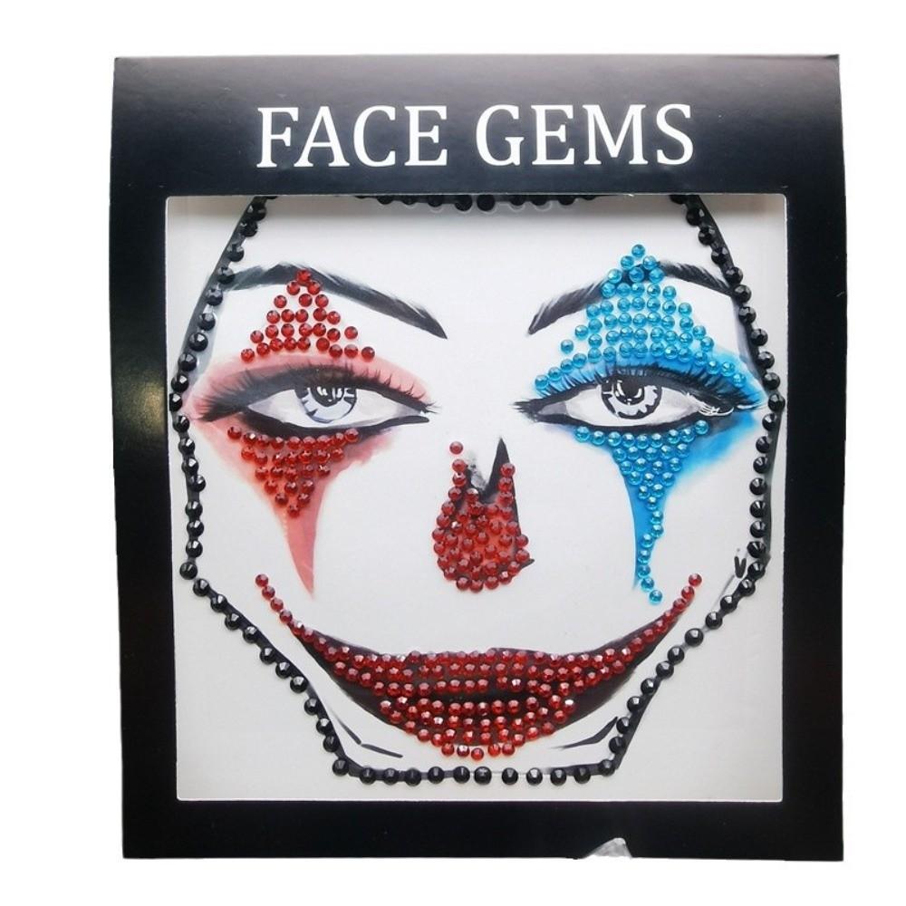 3D Resin Face Rhinestone Sticker Shiny Jewelry Face Sticker Halloween Fake Tattoo  Body Art