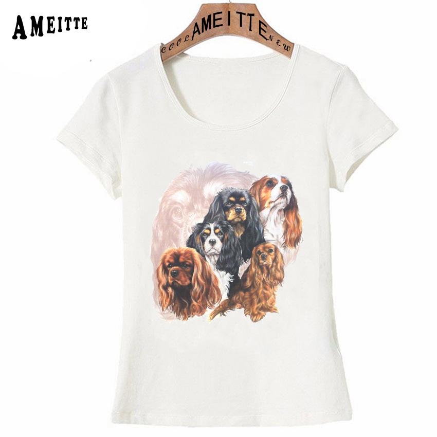 Summer Women T Shirt I Love Cavalier King Charles Spaniel Grouping Print T Shirt Woman L