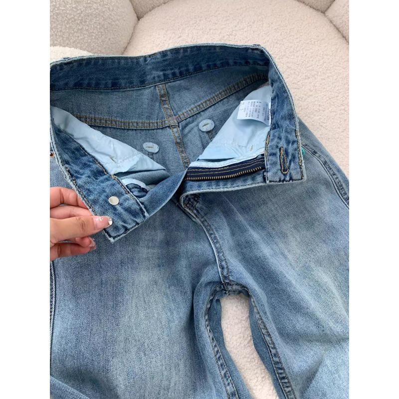 Plus Size Velvet Lined High Waist Wide Leg Denim Pants for Women