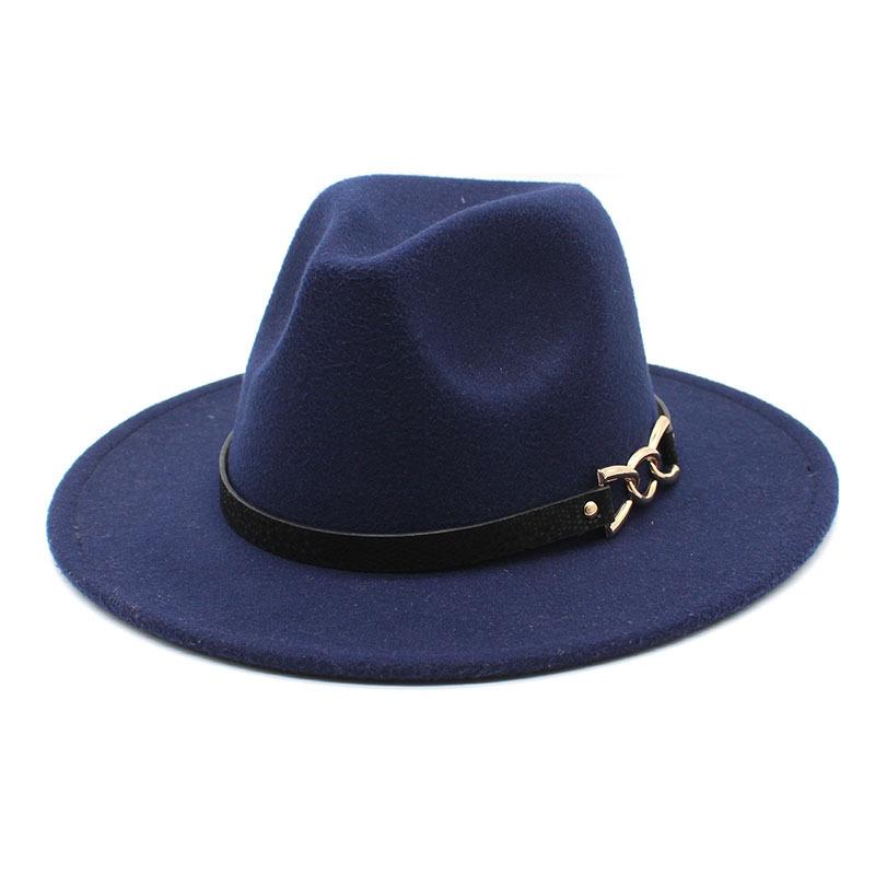 Big Brim Brown Belt British Retro Felt Hat Western Denim Woolen Tibetan Hat Jazz Hat