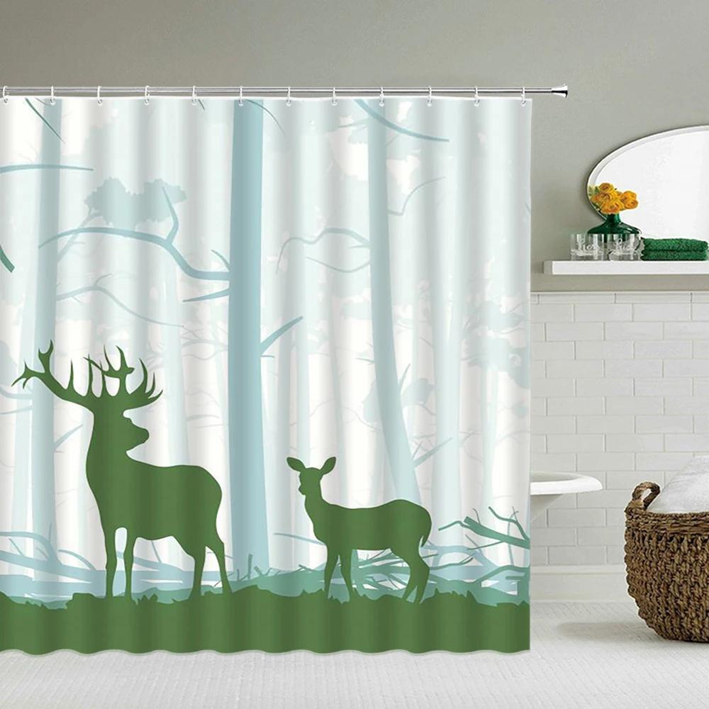 

3D Красочные Шторки для душа с изображением дерева Занавеска для ванной Водонепроницаемая Полиэстеровая ткань Декорация С крючками 180*240см Занавеска для ванной W90xH180cm