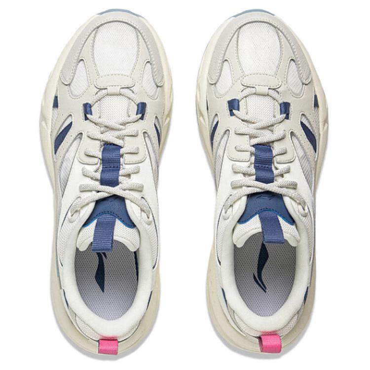 New LiNing Slip Resistant, Abrasion Resistant, Breathable Low Top Casual Shoes Unisex White Blue AGCV307-2