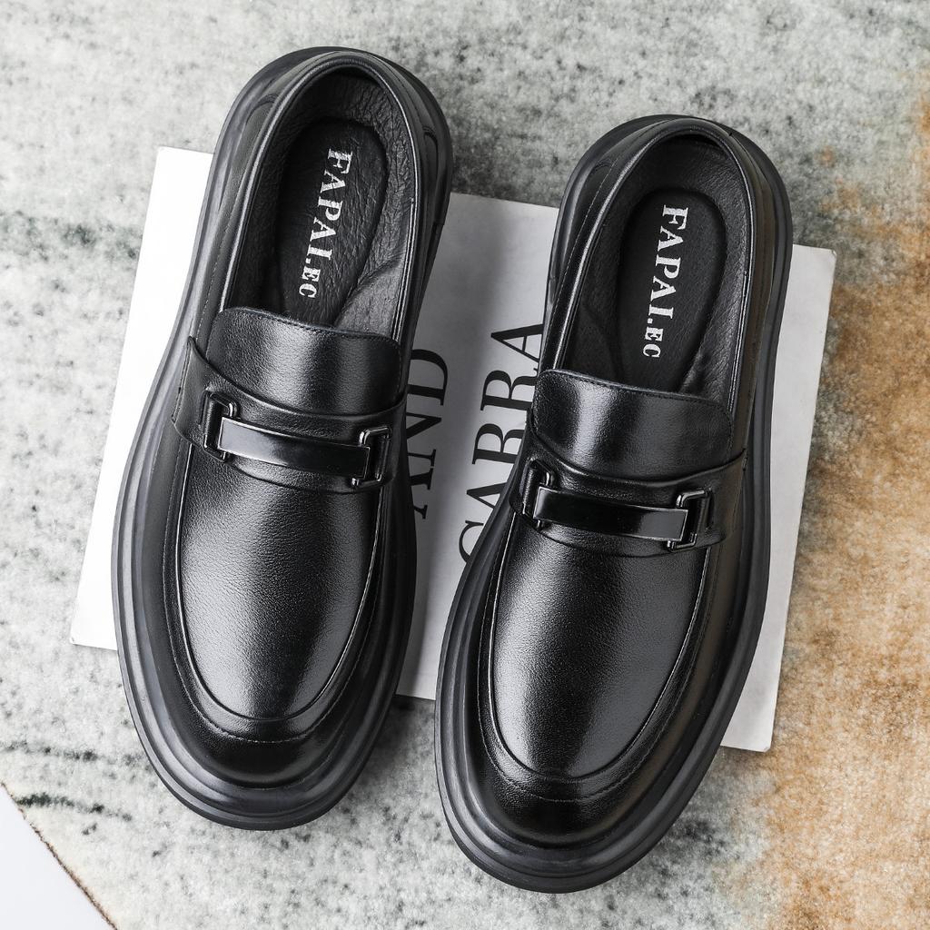 2025 men's leather shoes one-pedal loafers first layer cowhide business commute genuine leather men's shoes soft sole business leisure