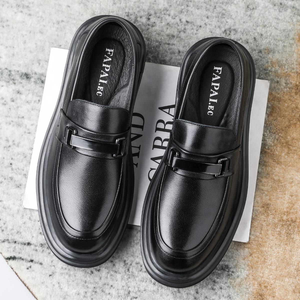 

2025 men s leather shoes one-pedal loafers first layer cowhide business commute genuine leather men s shoes soft sole business leisure 44