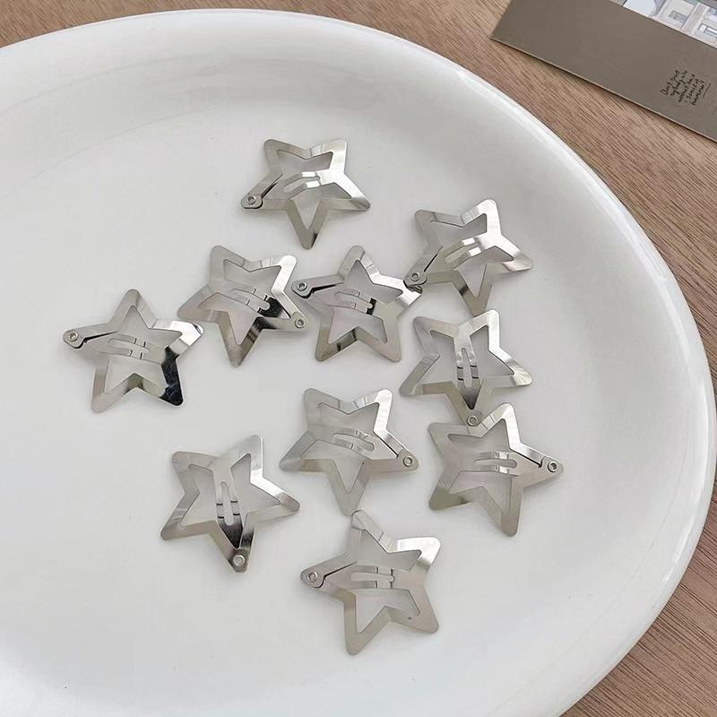 

10 шт., серебристые заколки со звездами для девочек, заколки для девочек, яркие цвета, BB зажимы, модные аксессуары для волос, головной убор для девочек