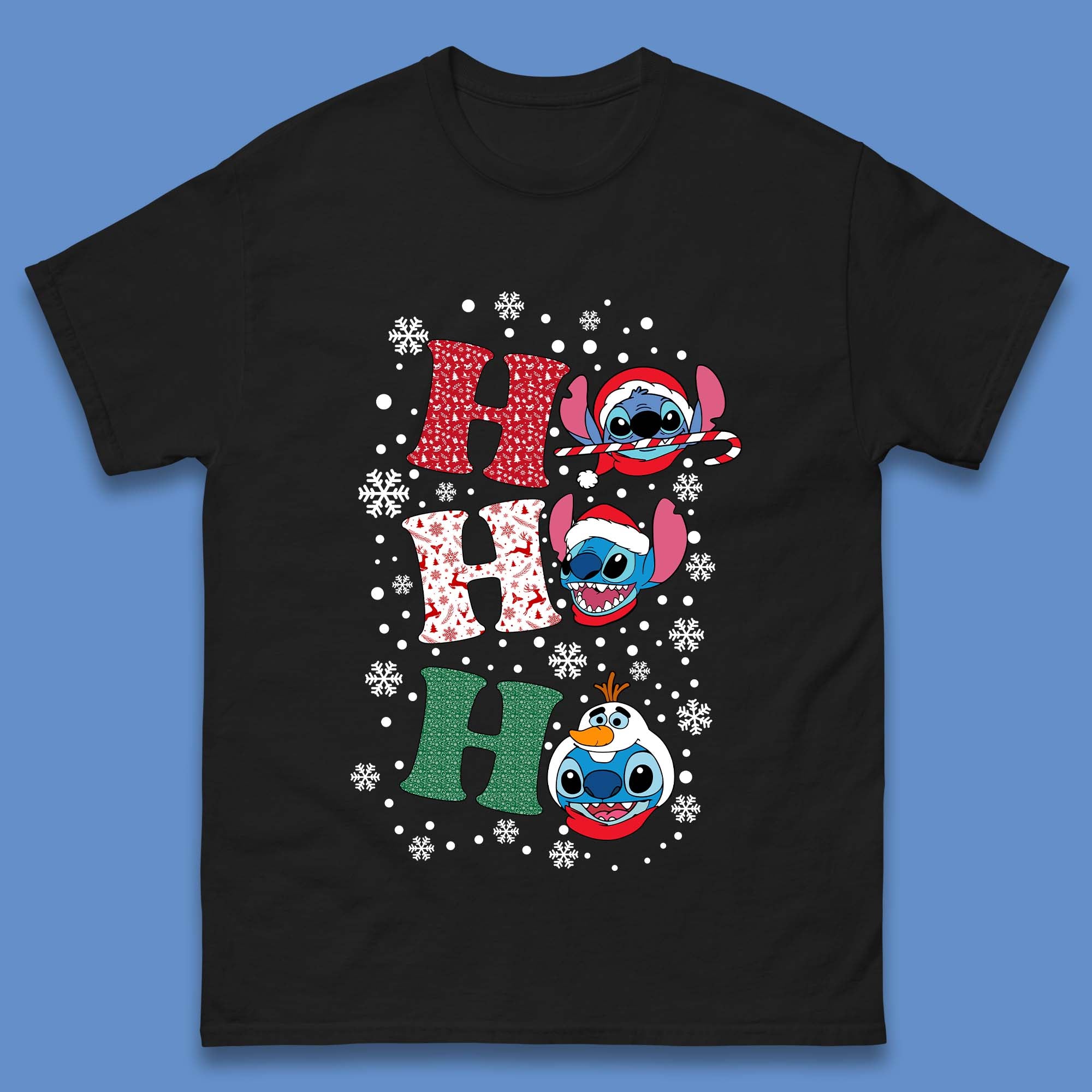 Ho Ho Ho Stitch Christmas Mens T-Shirt Womens Tops Tees 4XL