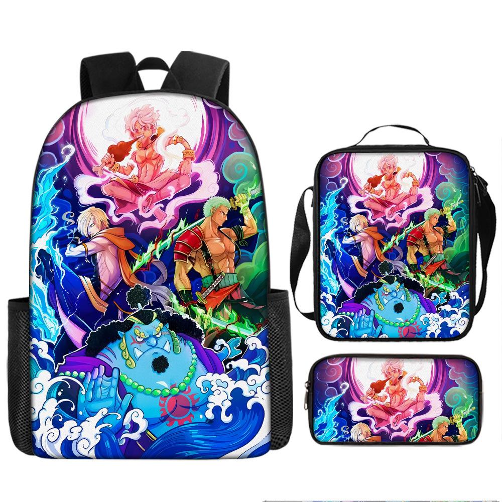 Animation ONE PIECE schoolbag three-piece play peripheral backpack large capacity middle school student outdoor campus computer bag