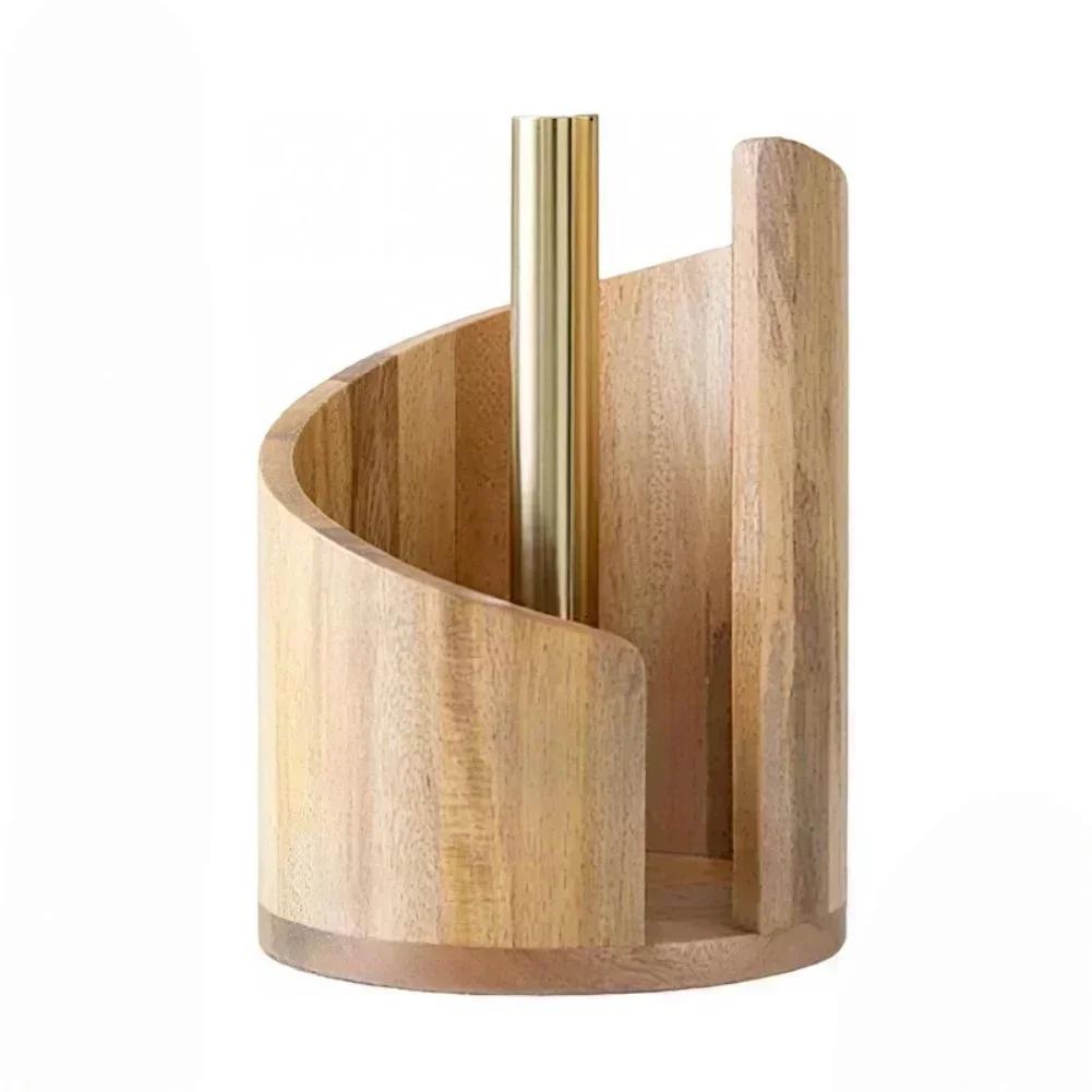 Paper Towel Holder for Kitchen Countertop with Wood Base and Metal Rod Suitable for Large Paper Towels 11 5 8 25 Inches