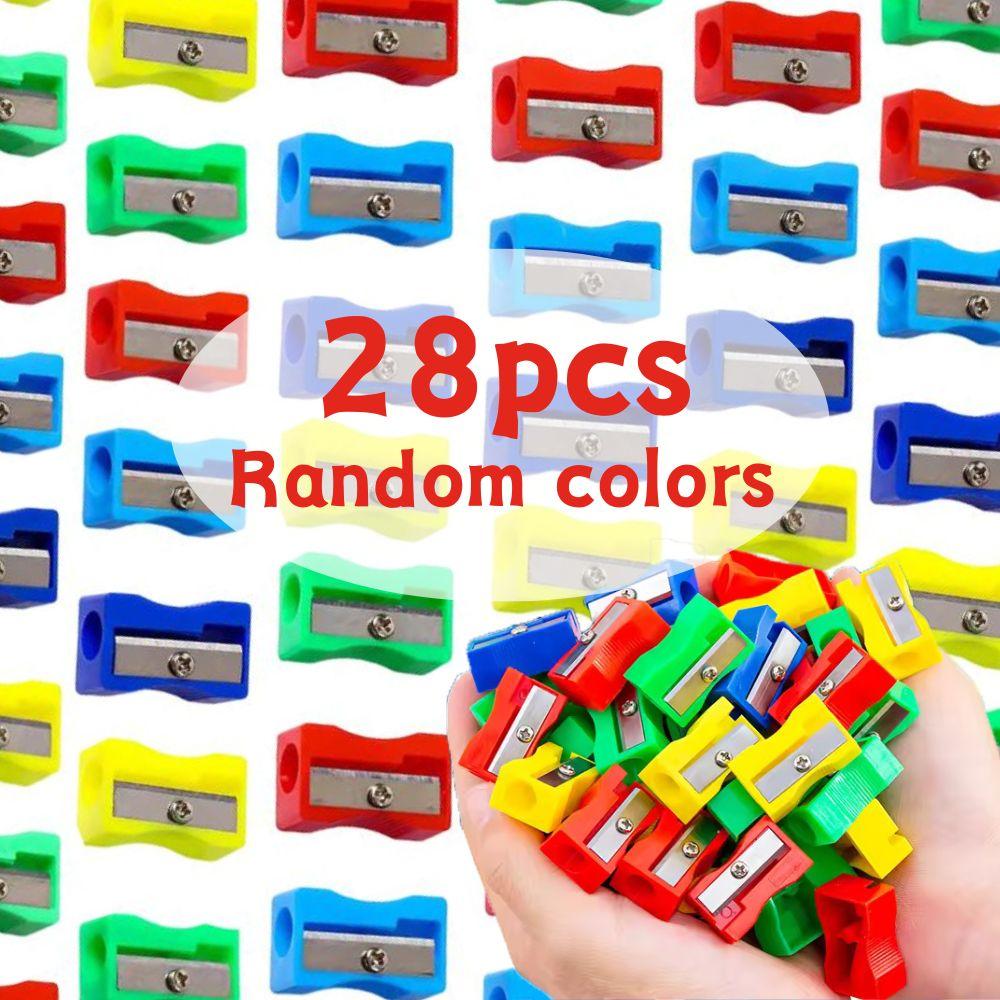 5/28pcs Plastic Manual Pencil Sharpeners, Colorful Single Hole, Portable for School, Office, Students Stationery Supplies YMY