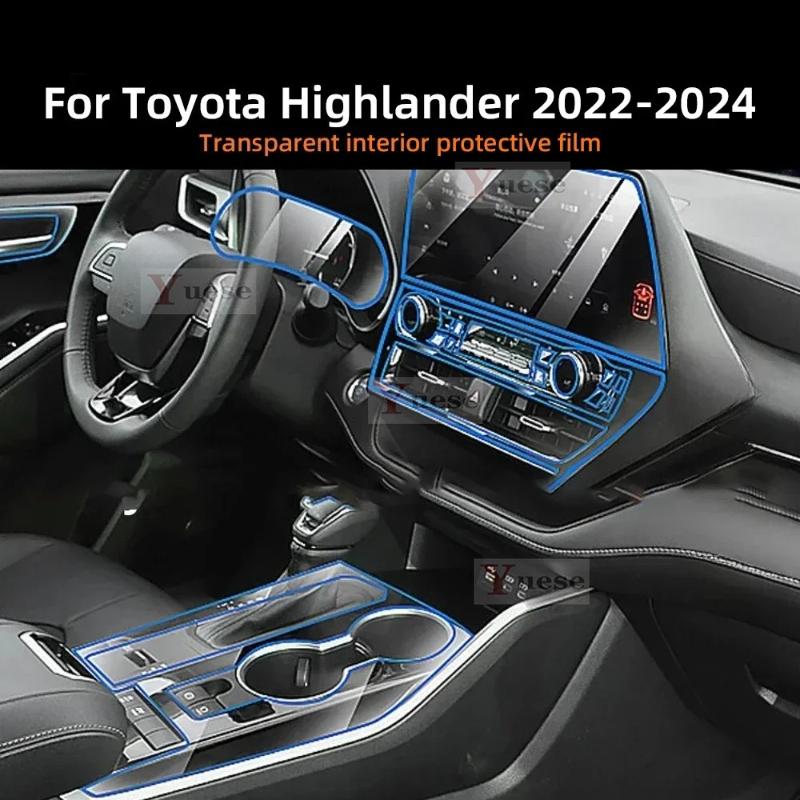For Toyota Highlander 2024 Interior Film Transparent TPU Gear Panel Center Console Protection Sticker