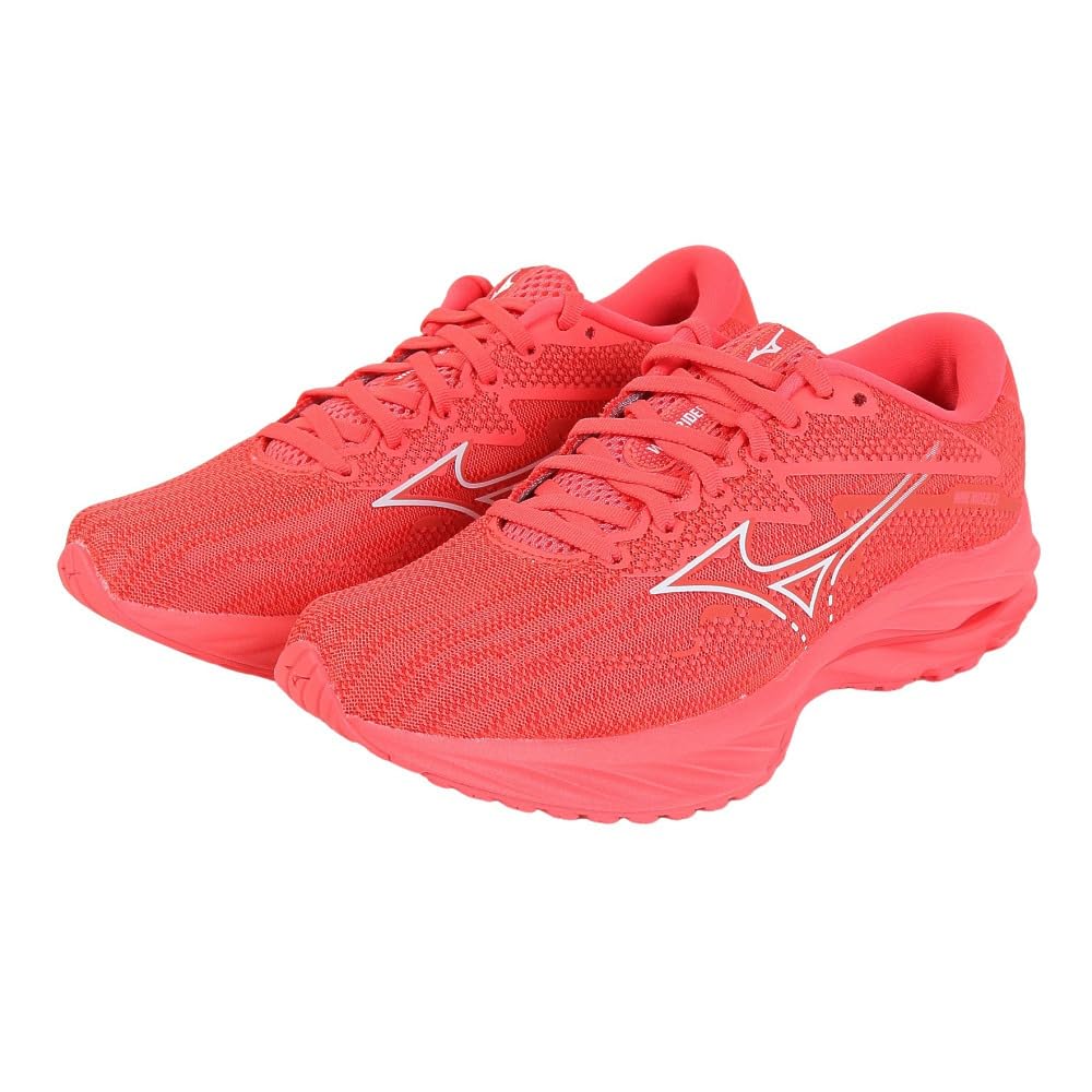 Mizuno Wave Rider 27 Running Thick 2E Shoes, Jogging, Marathon, Training, Sports, Lightweight, Resilient, Sole, Men's, Red/White, 22.5 cm,