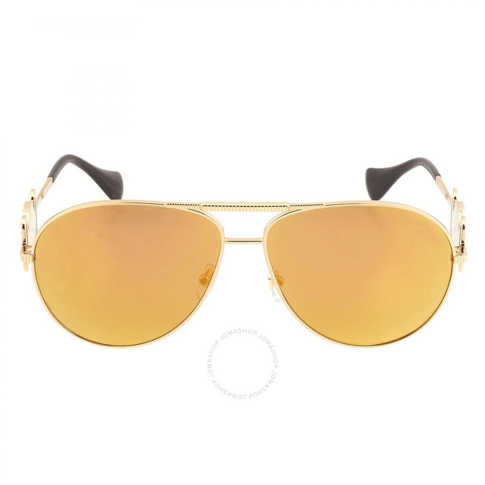 

Versace Brown Mirrored Gold Pilot Unisex Sunglasses Ve2249 10027p 65