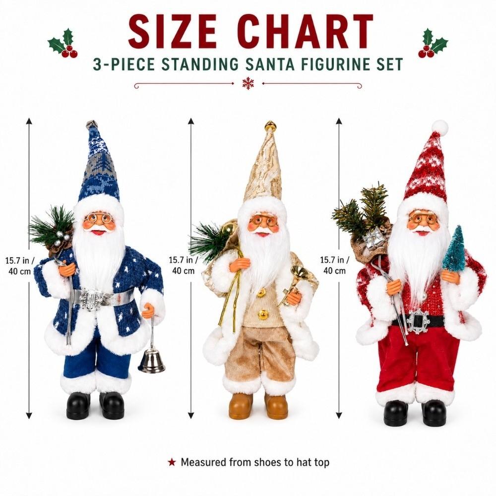 40cm Christmas Santa Doll Standing Posture Christmas Figurine Christmas Home Decor