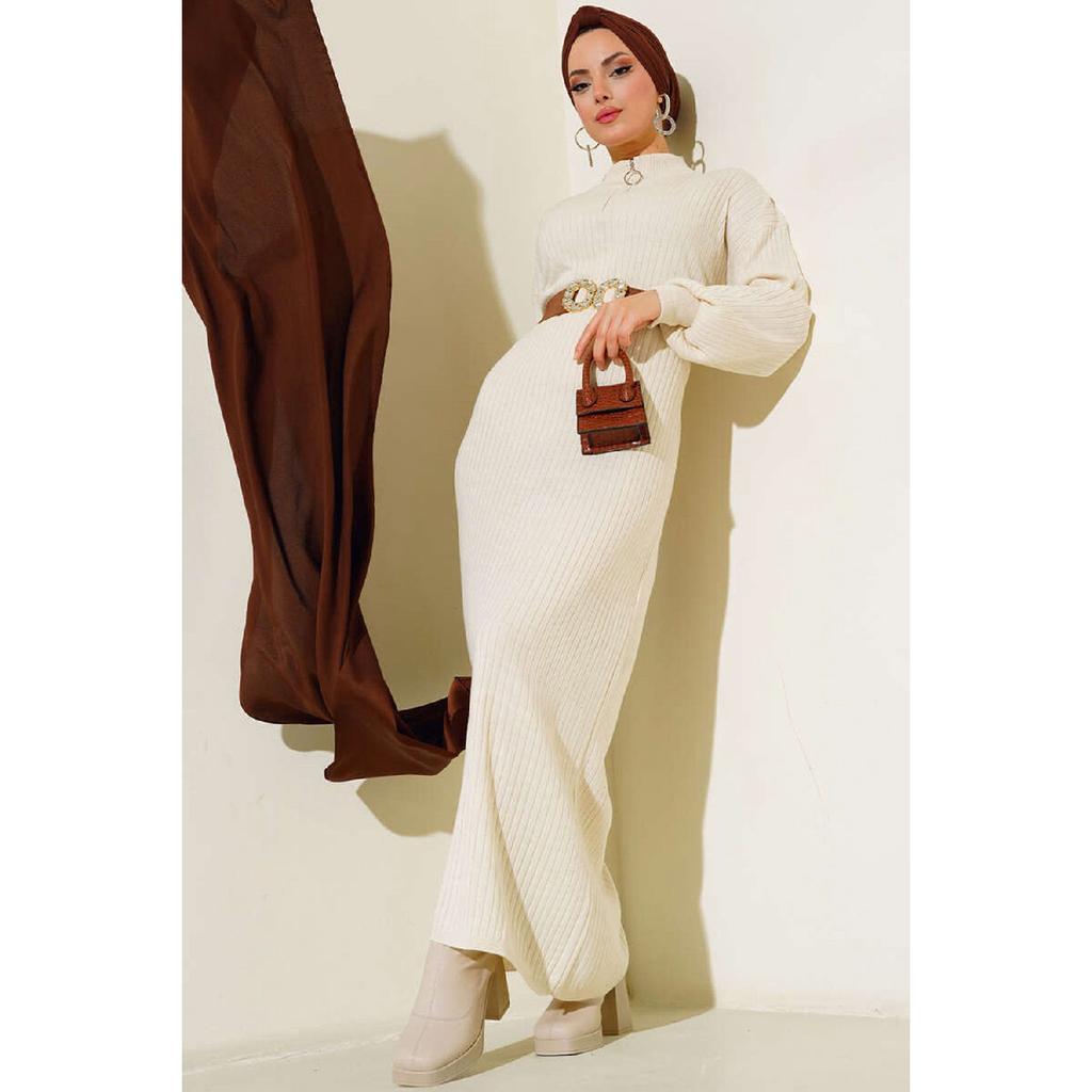 15900 Length Hijab Knitwear Dress - Black