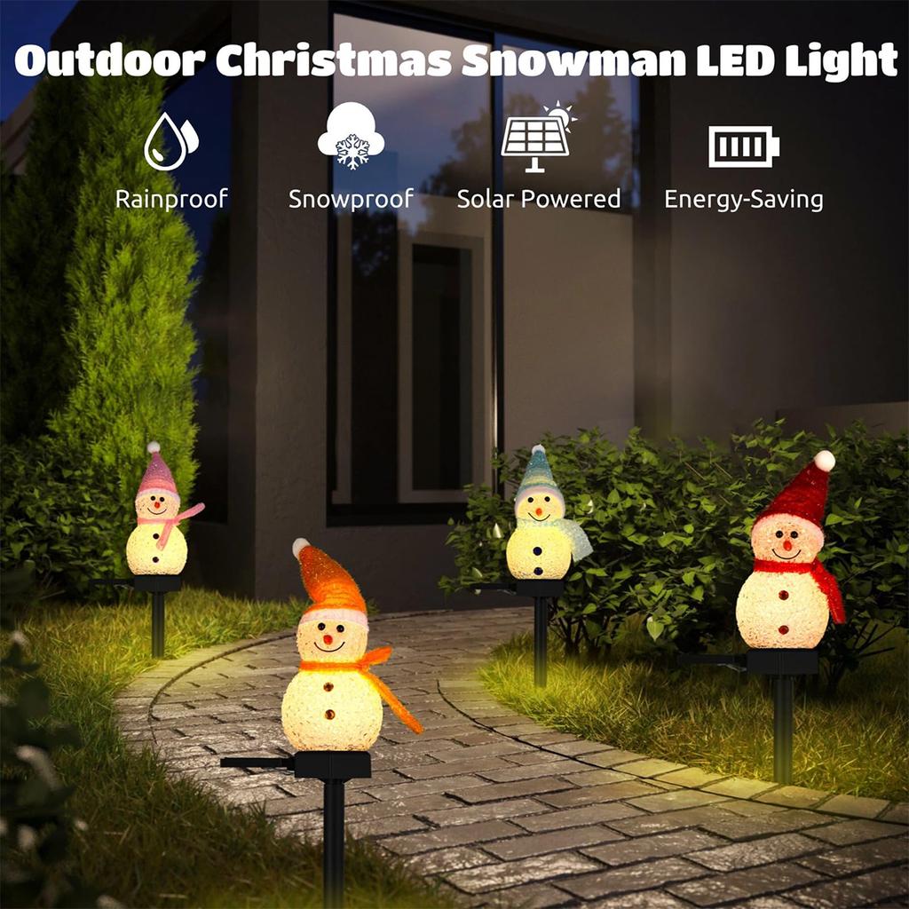 Weihnachts-Solarlicht für 4 Farben Weihnachts-LED-Licht Außen 2025 Lichter Dekoration Außenlampe Schneemannlicht Garten Solar