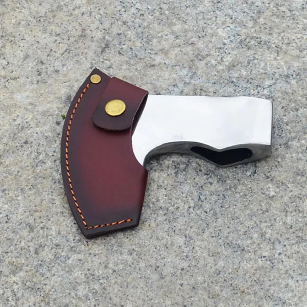 Leather Axe Cover with Secure Attachment and Easy Access Loop for Safe and Convenient Use in Outdoor Activities