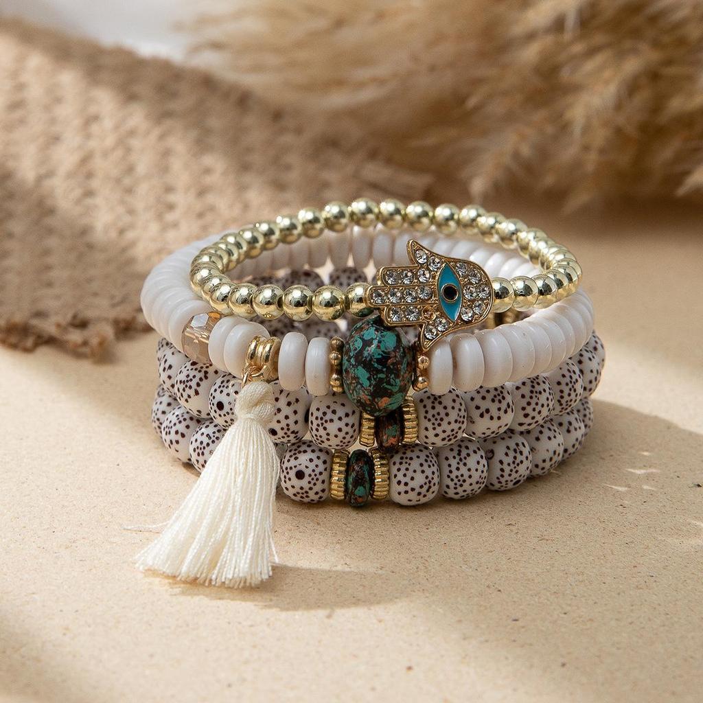 Boho Perlenarmband Instagram-inspiriert Nischenstil Farbblock-Stapelarmband-Set