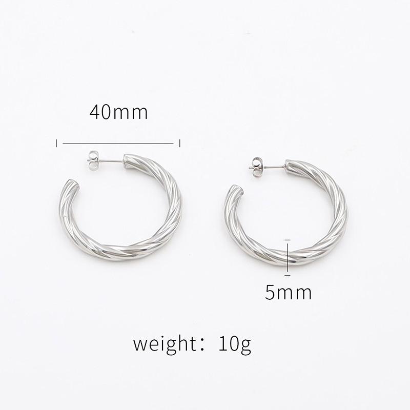 Stylish And Simple Titanium Steel Twist Earrings Women'S Niche Light Luxury C Titanium Steel Earrings Do Not Fade