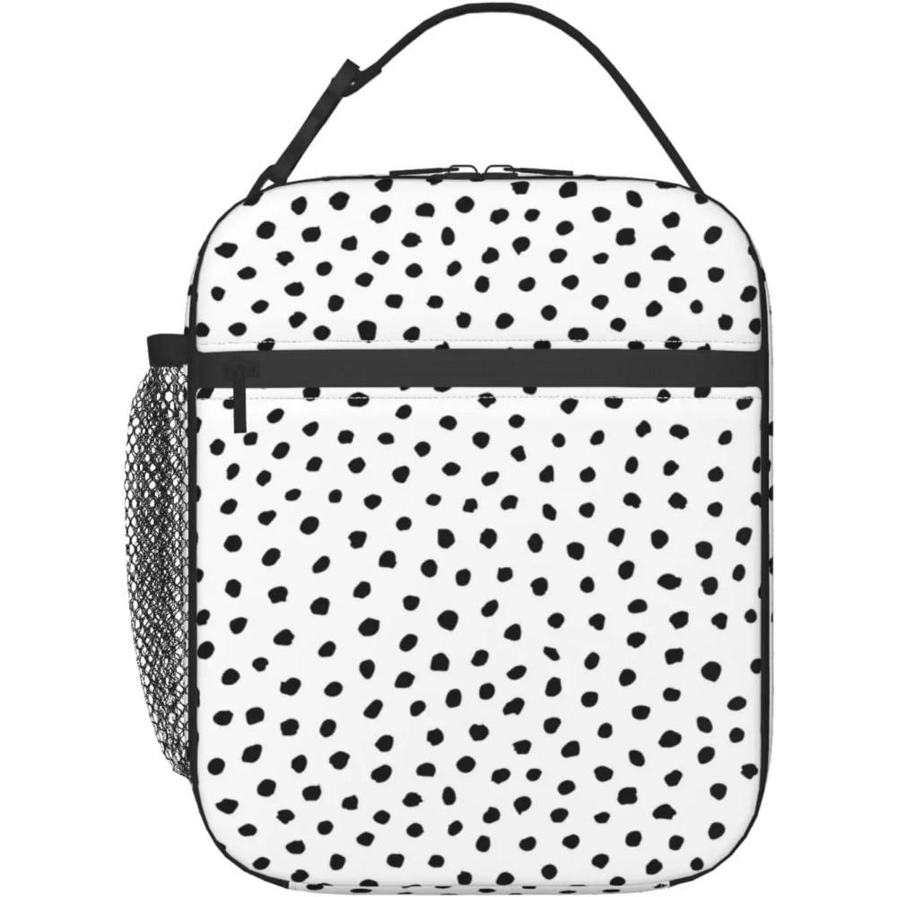 Lunchtasche Schwarz Weiße Katze Isolierte Lunchbox Damen mit Schultergurt, Thermische Wiederverwendbare Arbeits-Lunch-Kühltasche