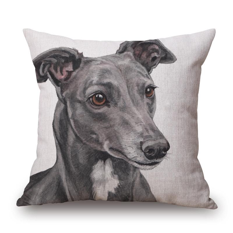 Hand Painting Dog Posters Cushion Cover Greyhound Bull Terrier Labrador Animals Portrait Pillowcase Decorative Pillows For Sofa