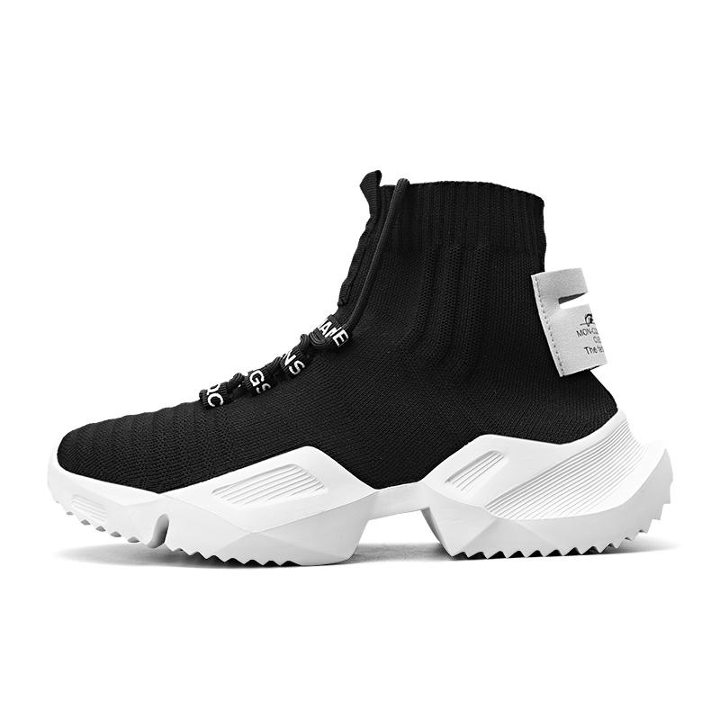 

YRZL Fashion High Quality Mesh Sneakers Men Casual Shoe Lightweight Comfortable Lace-up Man s Walking High Top Sneakers 40
