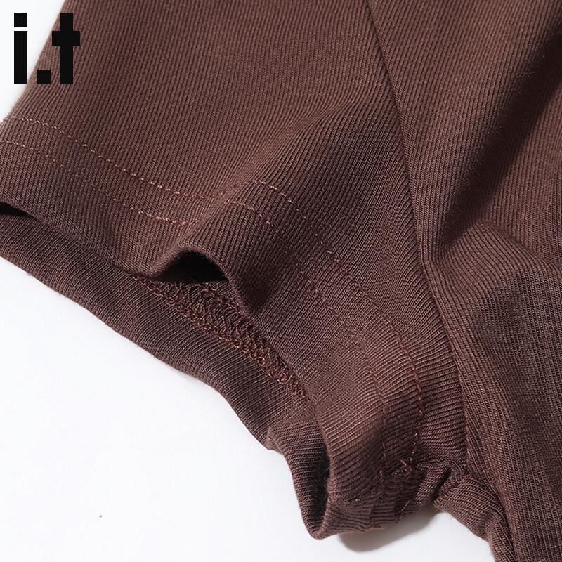 :CHOCOOLATE Draped Neck Slim Fit Short Sleeve T-Shirt