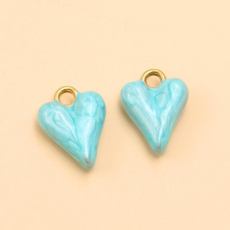 6 Color 12x16mm Stainless Steel Enamel Heart Pendant for DIY Jewelry - Handmade & Colorfast