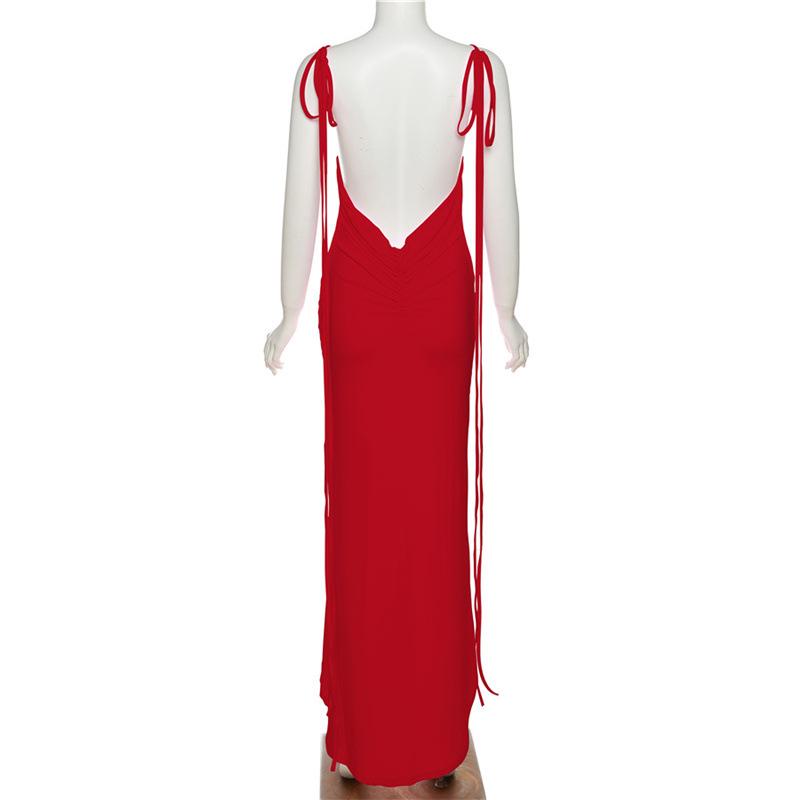 INS Europa y Estados Unidos Viento Verano 2023 Nueva Moda Femenina Halter Sexy Sin Espalda Paquete Delgado Cadera Temperamento Vestido