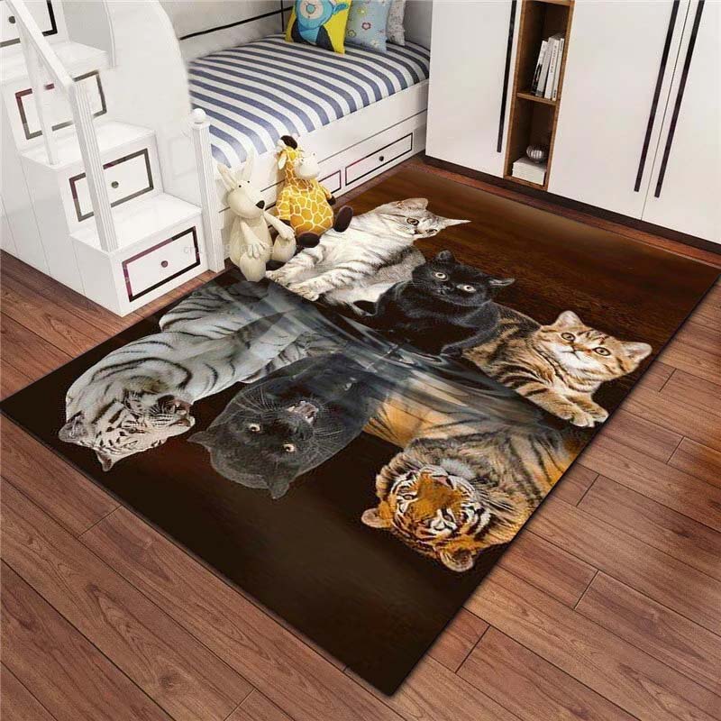 Customizable Cartoon Cat Print Bathroom Floor Mats, Non-slip Decorative Bathroom Mats, Comfortable Door Mats, Living Room Carpet