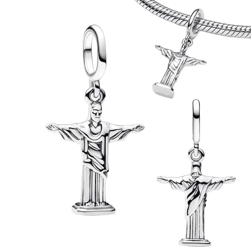 925 Silver Cross Charms Iron Throne Jesus Pendant Christian Necklace Beads Fit Bracelets Fine Jewelry DIY Gift