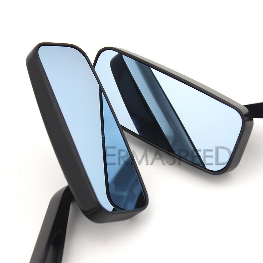 Aluminum Motorcycle Rear View Mirrors Anti-glare Blue Lens Square Convex Side Mirror for Motorcycle Street Bike