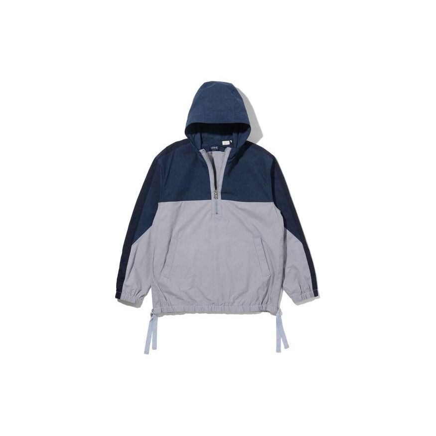 Levis Leisure Color-Block Vintage Hooded Long Sleeve Sweatshirt Men sweatshirt Navy-Blue 84570-0000