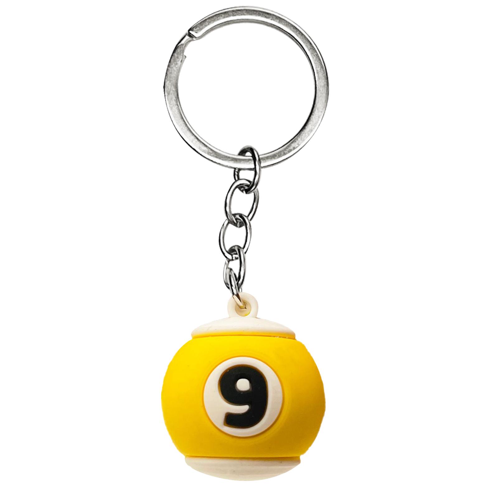 Mini Billiards Shaped Keyring Pendant Assorted Color Billiards Pool Small Round Balls Keychain Decor Bag Hanging Decors