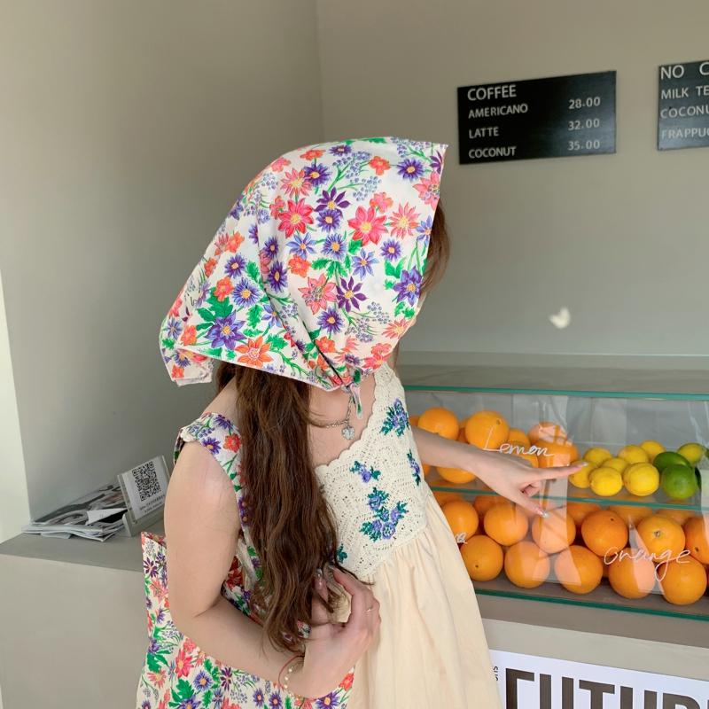 70*70cm Cotton And Linen Handkerchief Small Hair Scarf For Women Cute Plain Bag Scarfs Female Fashion Print Scarves For Women