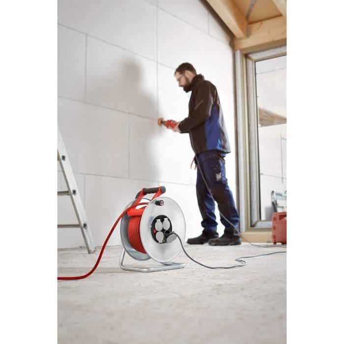 Enrouleur de câble Silver 25m - Brennenstuhl - Cablepilot - Rouge/Argent - Electrique - Extérieur
