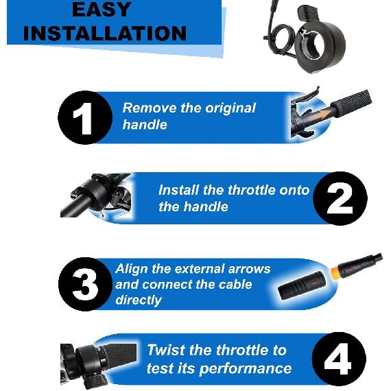 Upgraded Ebike Thumb Throttle 130X,Waterproof 3-Pin Connector for 12V-72V Ebike Throttle,Left/Right Universal Fit 22.2mm Handlebar,Speed Control