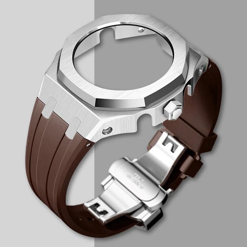 Ny Gen5 Casioak-fodral i rostfritt stål för G-Shock GA2100 Mod-kit Modifieringssats Metallram gummiband för GA2110 GAB2100