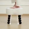 Rubberwood Small Stool  Vintage Soft-Padded Low Stool  Living Room Roman Column Ottoman  Stable Entryway Shoe Bench