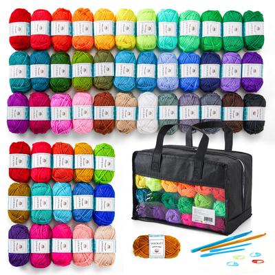 Inscraft Acrylic 52 16g Per Includes Crochet Sewing and Row Soft Scrubbing Knitting Case A Great Day Yarn, Colors, Ball, Hooks, Needles, Markers.
