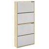 VidaXL Schuhschrank mit 4 Fächern Spiegel Eiche 63×17×134 cm