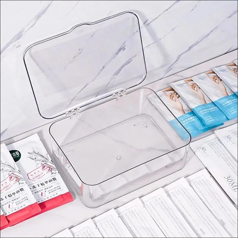 

Коробка для хранения большой вместимости, настольный органайзер для разных предметов, косметики и масок для лица. Габаритные размеры: 23,7*19*10 см One Size