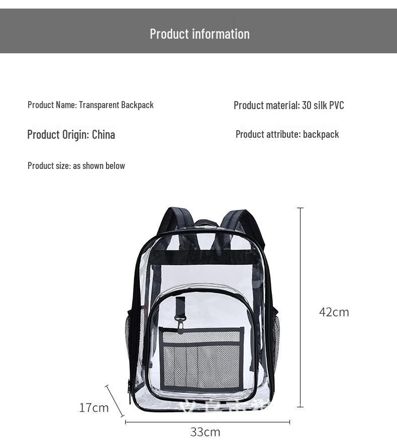 Large Capacity Transparent Backpack for High School Girls - Durable PVC Design.