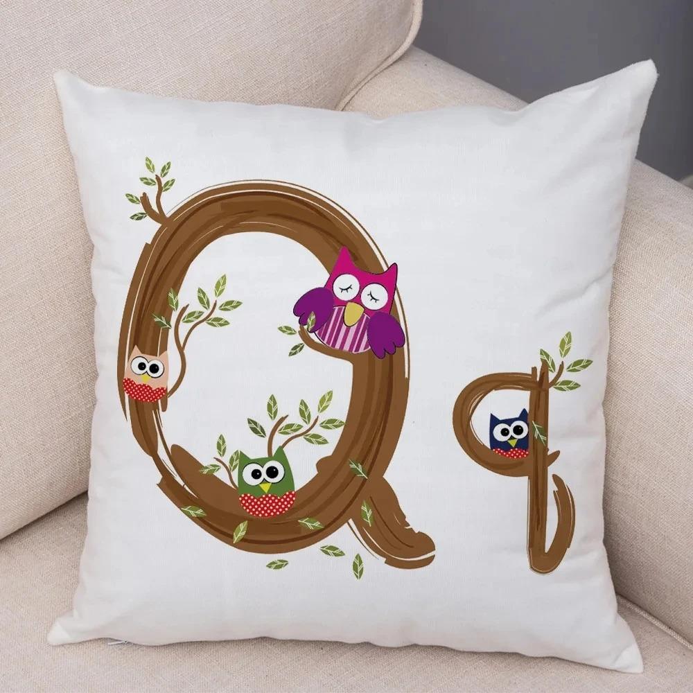 Owl Letter Decorative Pillowcase Car Ornaments Office Living Room Sofa Home Pillowcase