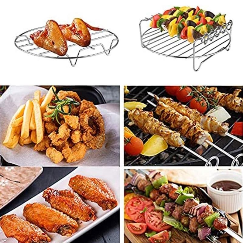Βάση Ψησίματος για Φούρνο Air Fryer από Ανοξείδωτο Ατσάλι, Αντικολλητικό Καλάθι Αφυγραντήρα Ψησίματος για Τηγανητές Πατάτες, Μπέικον, Κοτόπουλο
