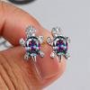 Female Rainbow Small Oval Turtle Crystalline Stone For Women Earrings Classic Color Wedding Occasion Party Event Bridal JewelryClassic Earrings
