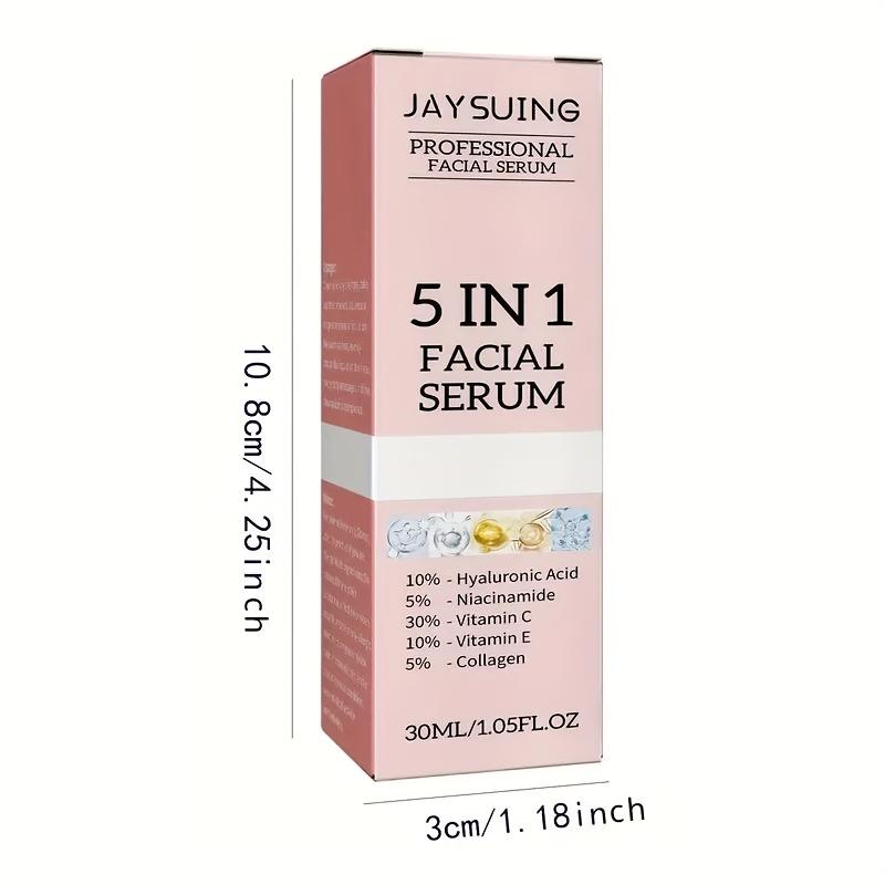 30ml 5 In 1 Face Serum Moisturizing Hyaluronic Acid Vitamin C Facial Serum Smoothing Brightening Skin Care