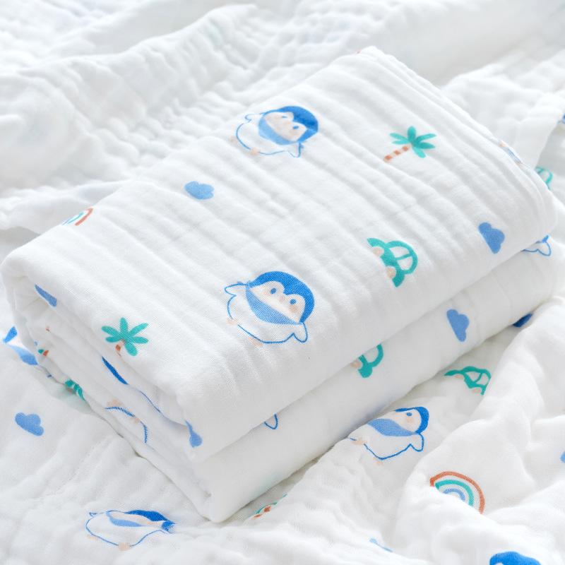 High-Density Six-Layer Pure Cotton Baby Bath Towel and Swaddling Blanket for Newborns and Children