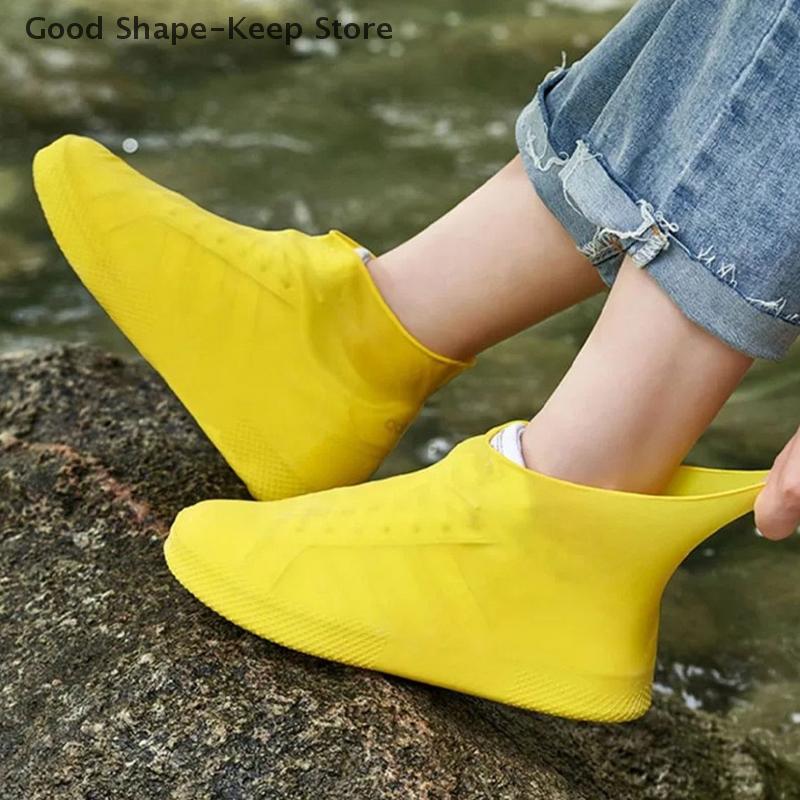 Disposable Plastic Shoe Covers Rain Thickened Long Footwear Boot Covers Shoes and Reusable Waterproof Rain Shoes Cover